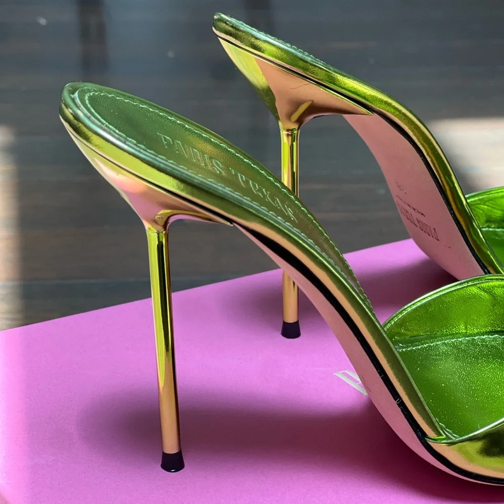 Paris Texas LIDIA MULES in mirror leather acid